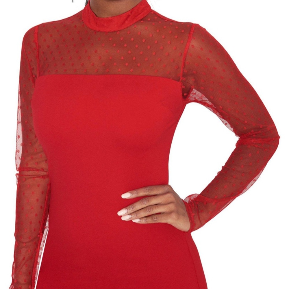 Bebe Crimson mesh cocktail dress size M 8-10